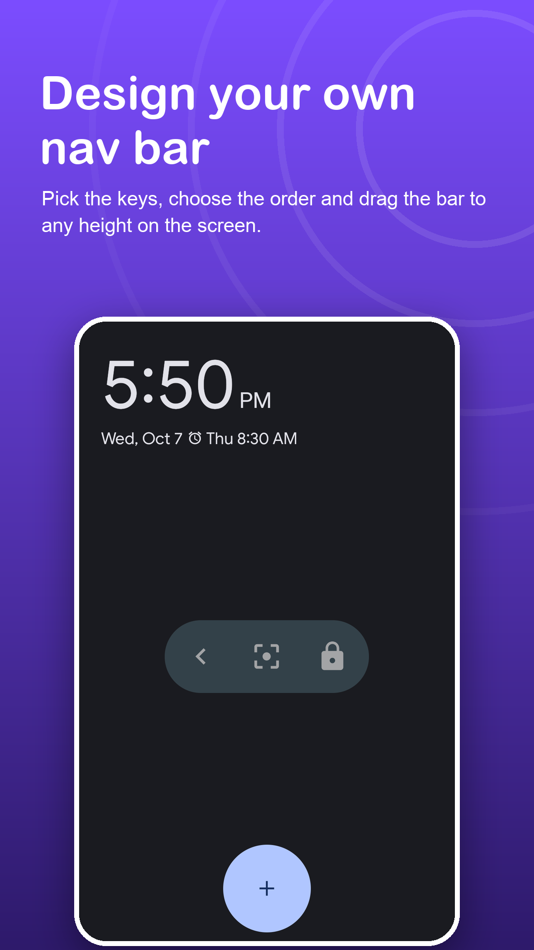 Custom on-screen bar with Back, Screenshot and Lock keys